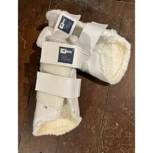 Intec Flex Rider Horse Equestrian Splint Brushing Boots White Size Medium 12”